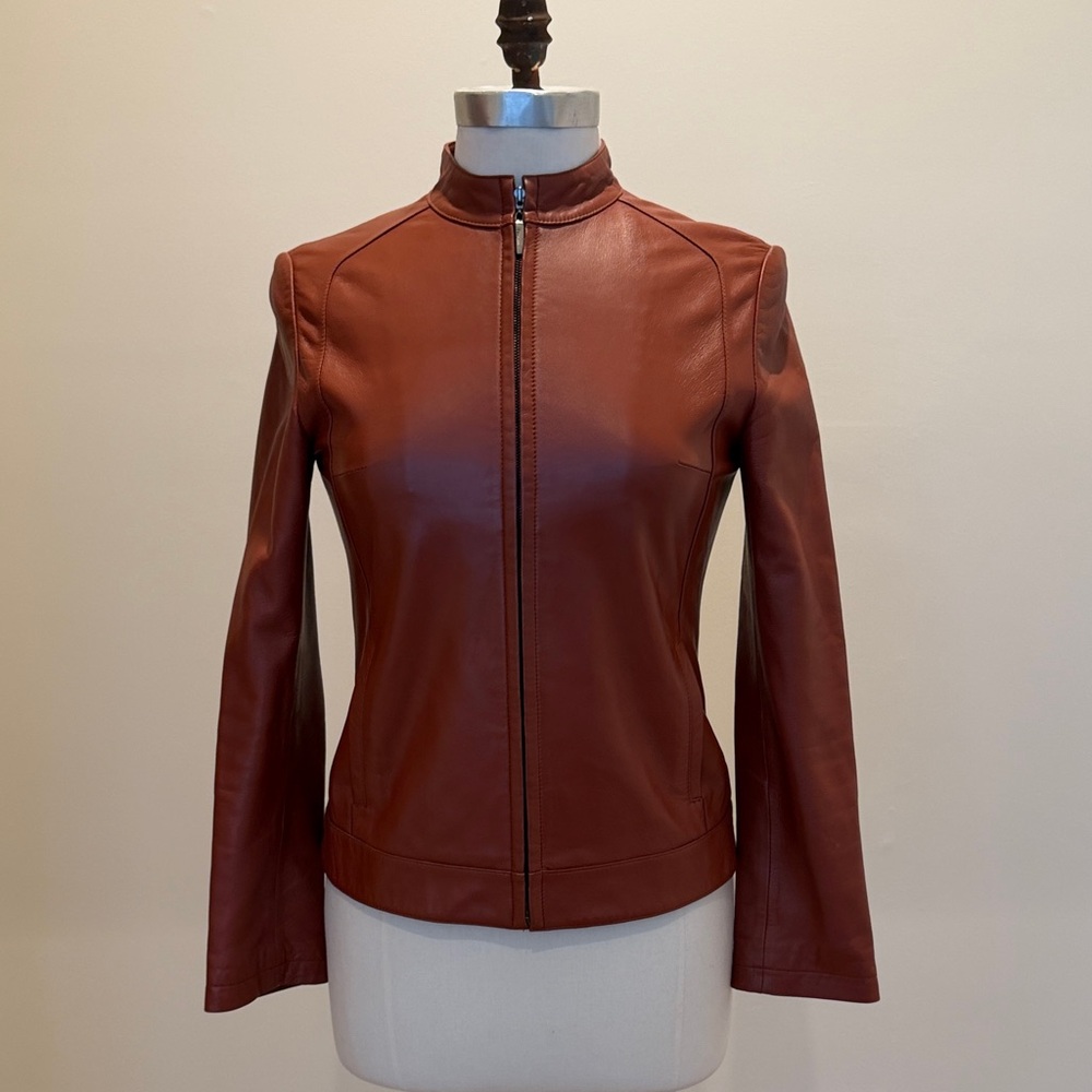Vintage Y2K Brown leather Jacket for Women